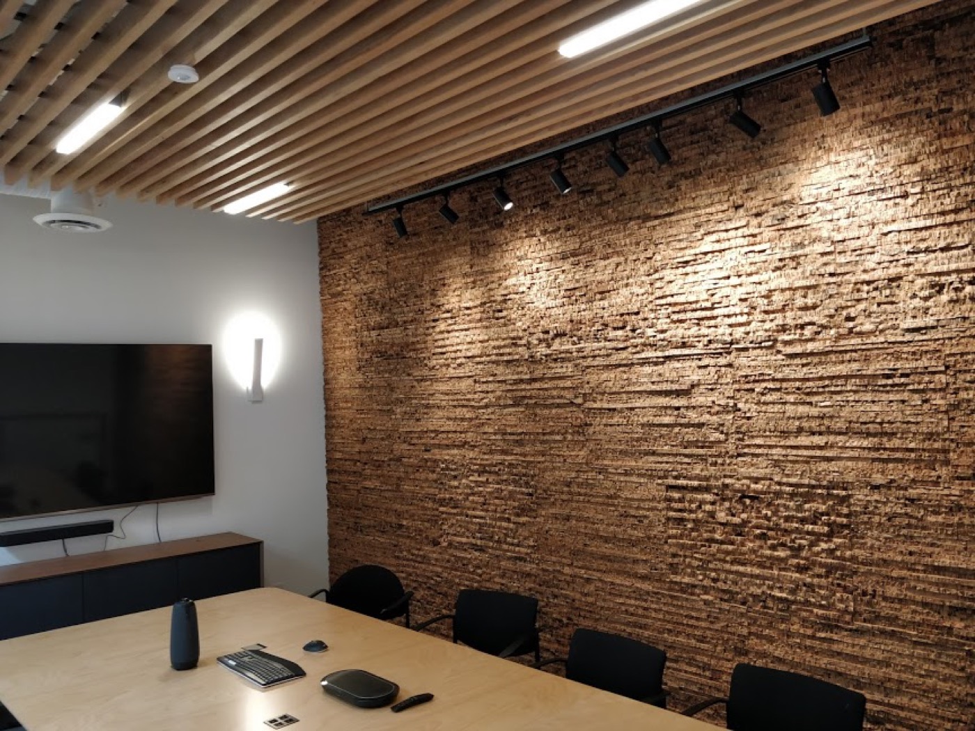 Ceiling and lighting details in the Burquitlam strata meeting room